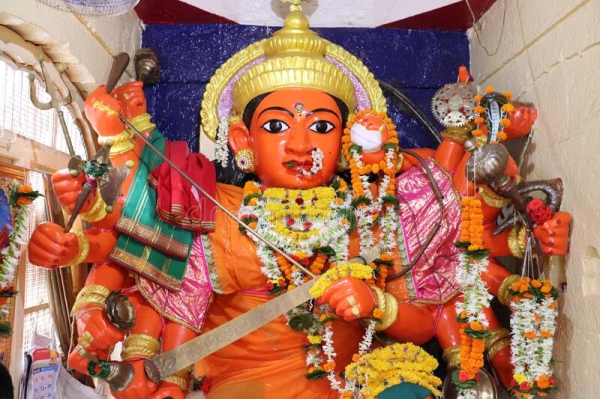 Devi with weapons in hand